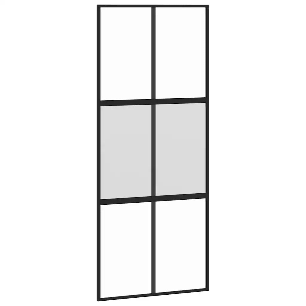 Porta Scorrevole Set Ferramenta Nera 90x205 cm Vetro Temperato 3375824