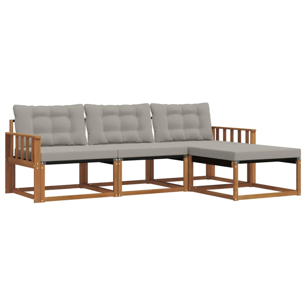 Set di divani da esterno 4 pcs Grigio Naturale e Chiaro 3369334