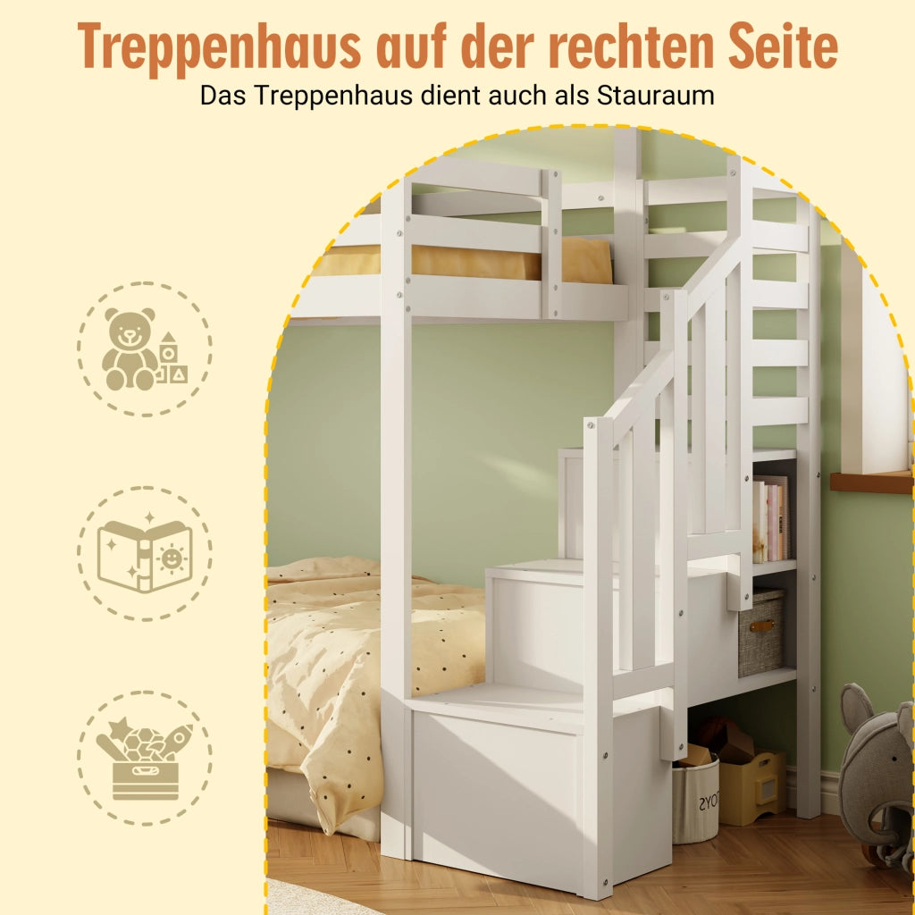 letto a castello in pino bianco 107 x 252;5 cm