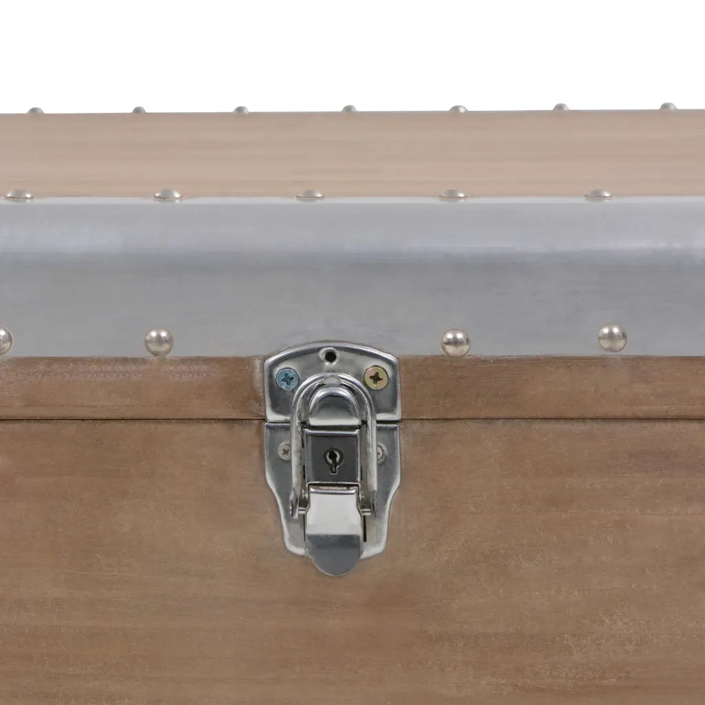 Baule Portaoggetti in Massello di Abete 91x52x40cm Marrone 246124