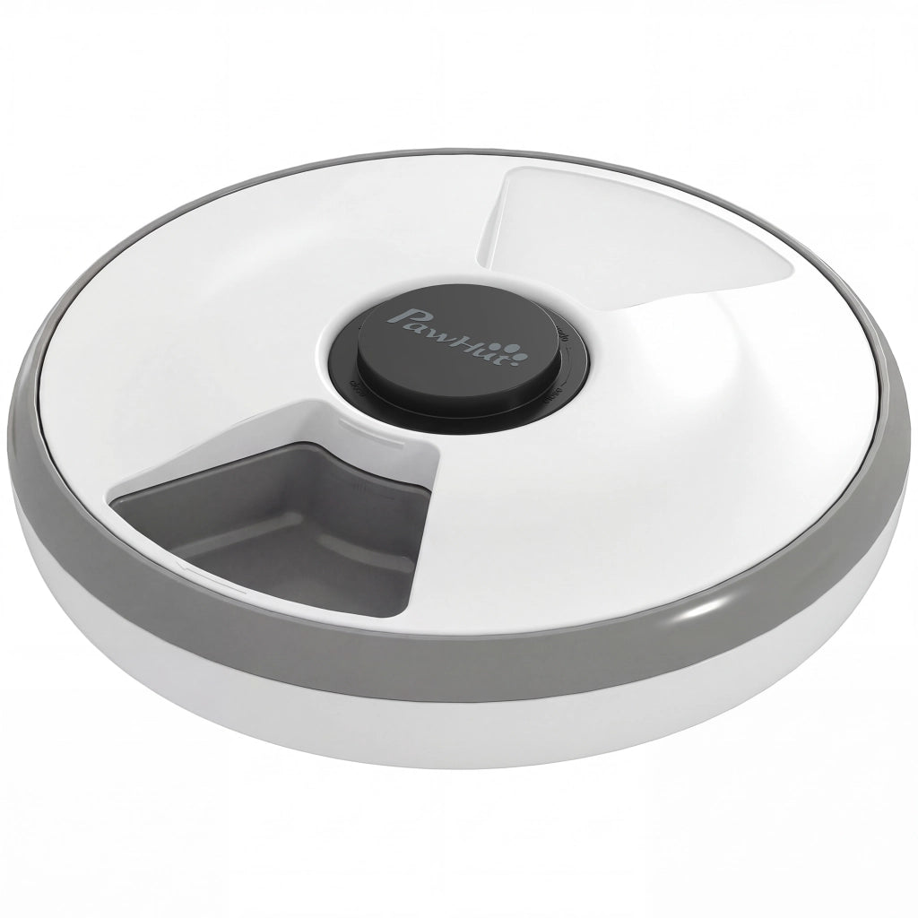 Distributore Automatico Cibo Gatti e Cani con Timer e Display LED, 1-6 Pasti al Giorno, per Cibo Secco e Umido