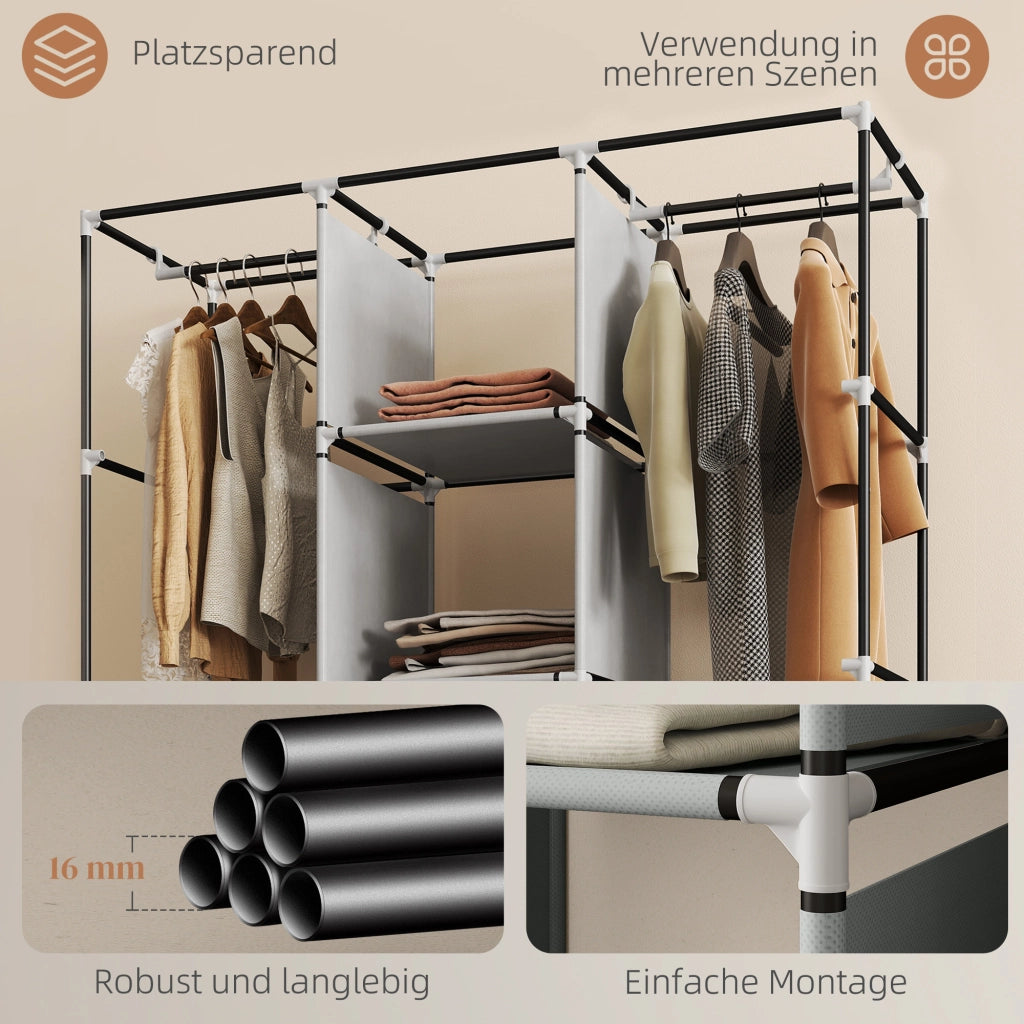 Armadio Tessuto con Ripiani e Appendiabiti ¨C Minimal ¨C Grigio