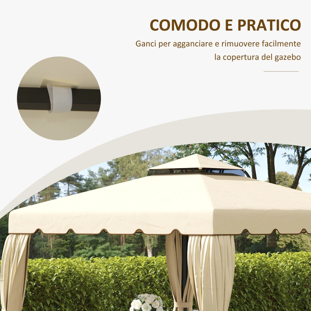 Tettuccio di Ricambio per Gazebo da Giardino ¨C Xylo ¨C 3x3m Poliestere Beige