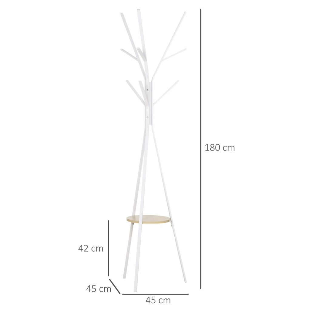 Appendiabiti in metallo bianco 45x45x180 cm con 3 barre e 8 ganci per ingresso