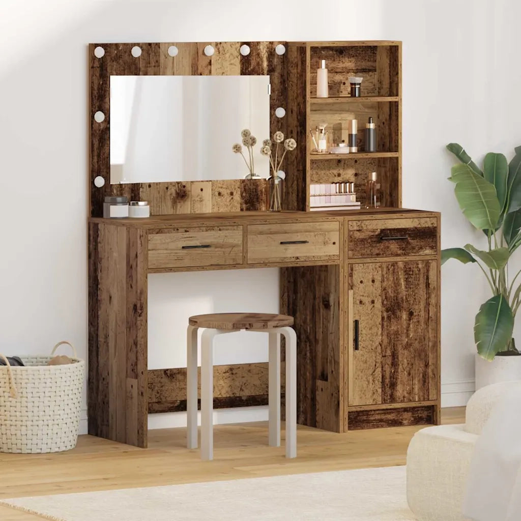 Toeletta | Tavolo da Trucco con cassetto 2 pz Marrone Legno multistrato