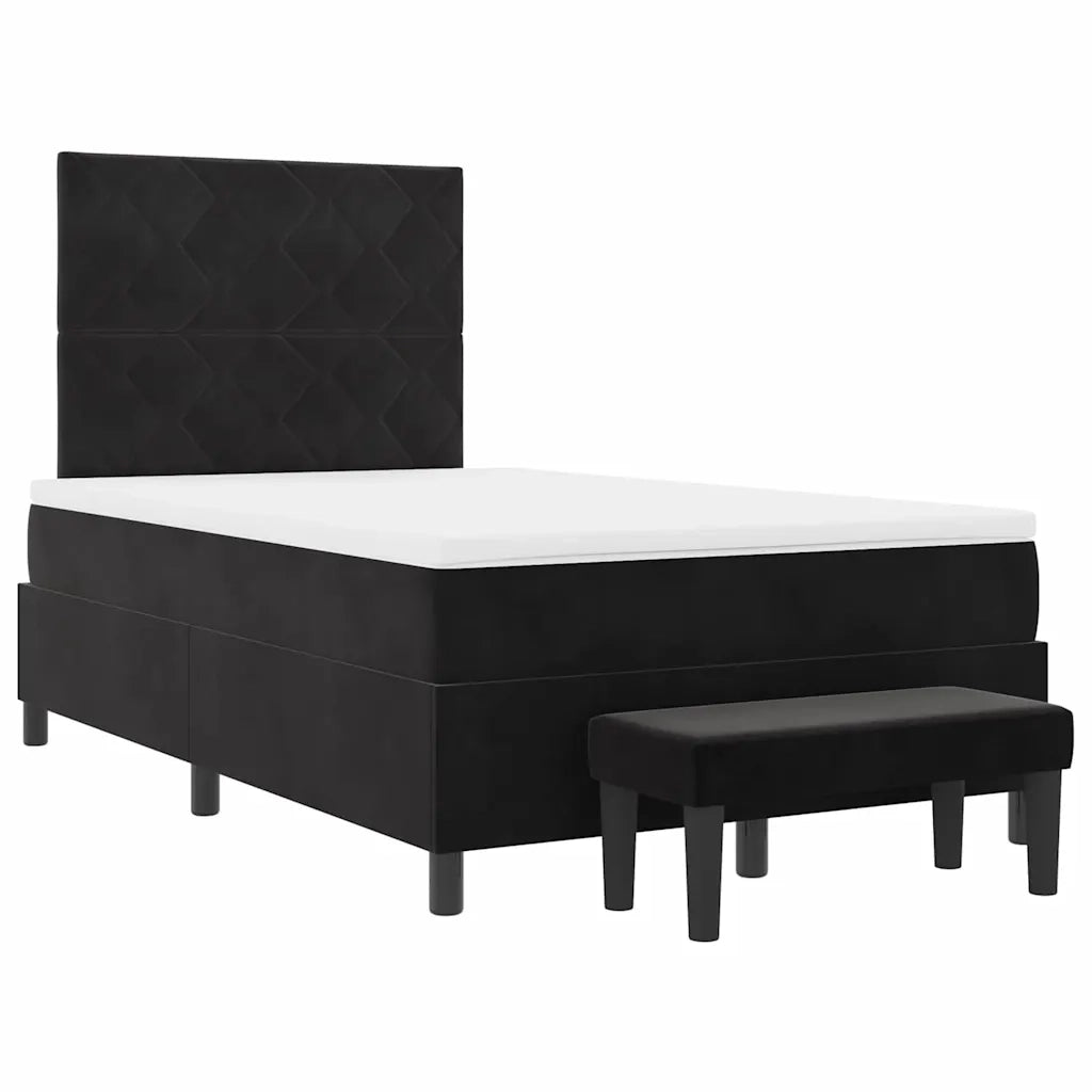 Letto a molle con materasso Nero 120 x 200 cm Velluto