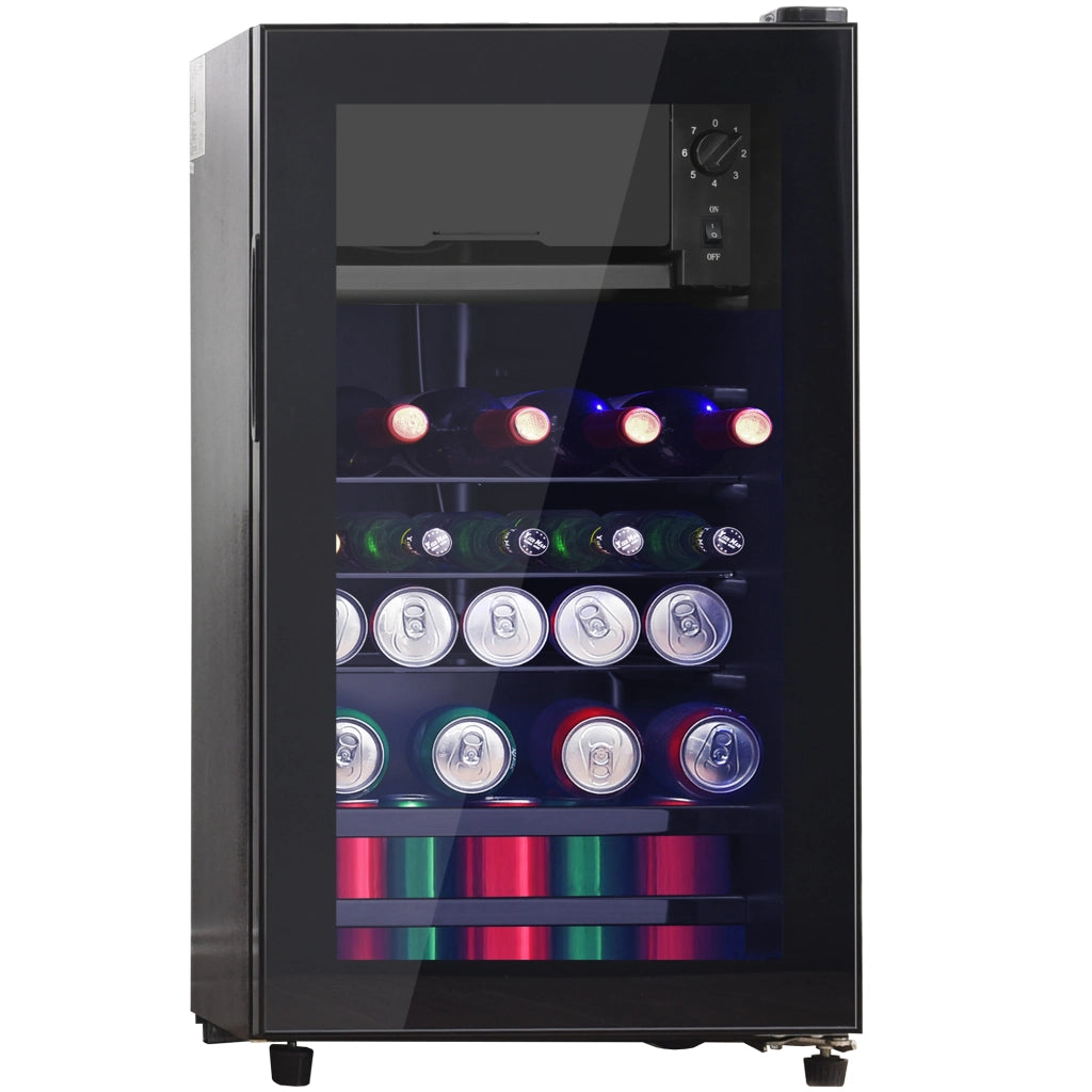 Frigorifero compatto a libera installazione 76 l con congelatore 6 l; compressore silenzioso e porta in vetro