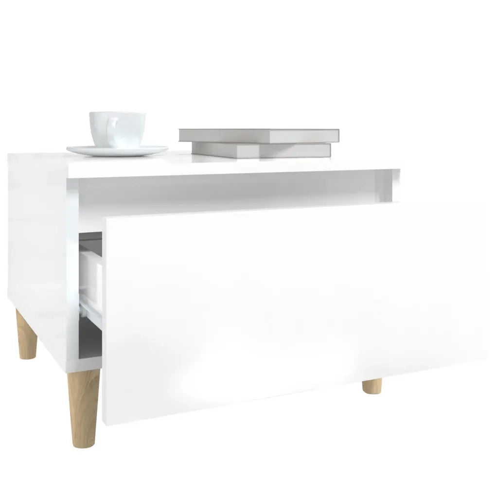 Tavolini 2 pz | Tavolo laterale Bianco Lucido 50x46x35 cm in Legno Multistrato