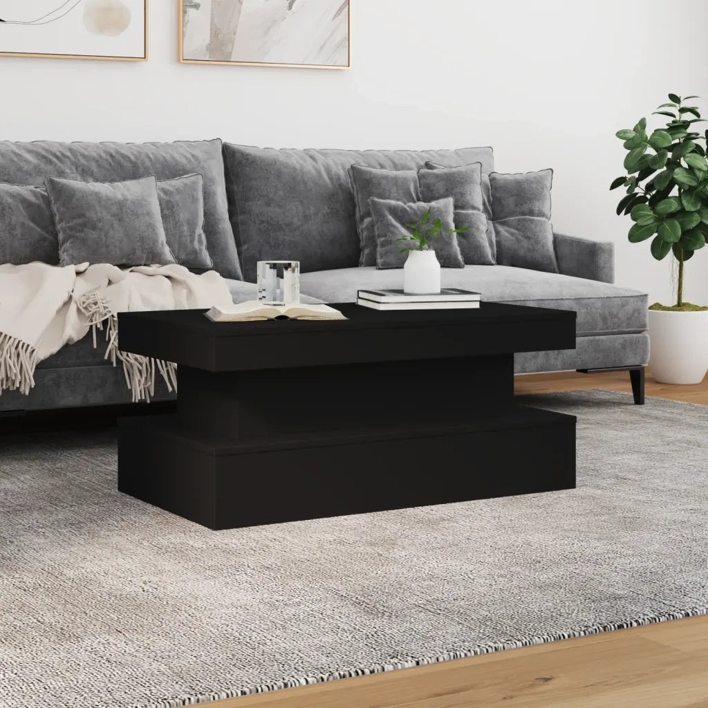 Tavolino da Soggiorno con Luci LED Nero 90x50x40 cm 839848