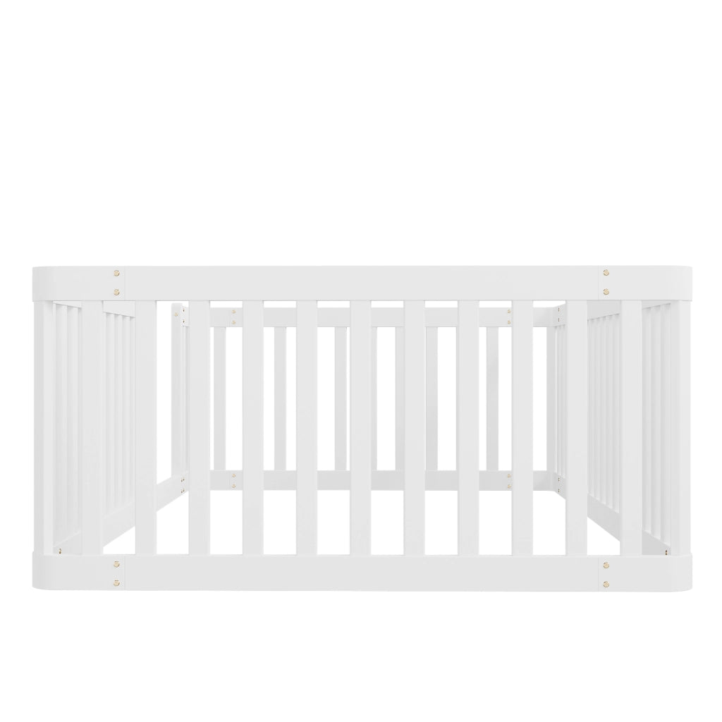 Letto 90 × 200 cm con recinzione semiaperta in legno di pino bianco con apertura laterale struttura bassa