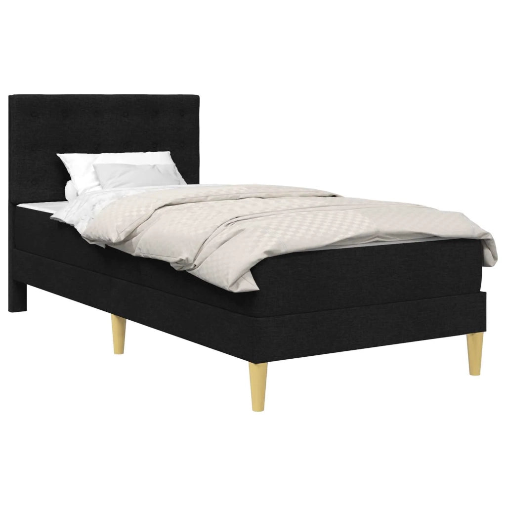 Letto singolo | Letto per adulti | Struttura letto con materasso Nero 100 x 200 cm Tessuto