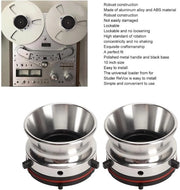 Adattatori NAB per nastro da 10 pollici, in alluminio lucidato a finitura argentata con bobina chiusura, idonei per Studer ReVox, Akai e Teac