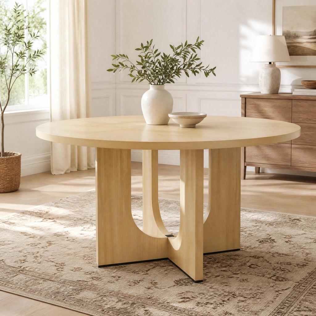 TAVOLO da pranzo rotondo 120 cm MDF colore rovere
