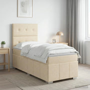 Letto box spring con materasso Crema 90 x 200 cm Tessuto 3454055
