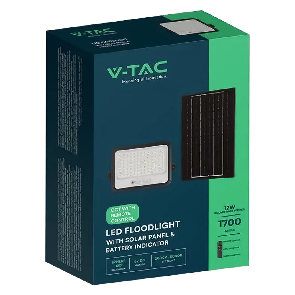 PROIETTORE A LED 'CCT' CON PANNELLO SOLARE 200W / 1700 lumen  - VTAC