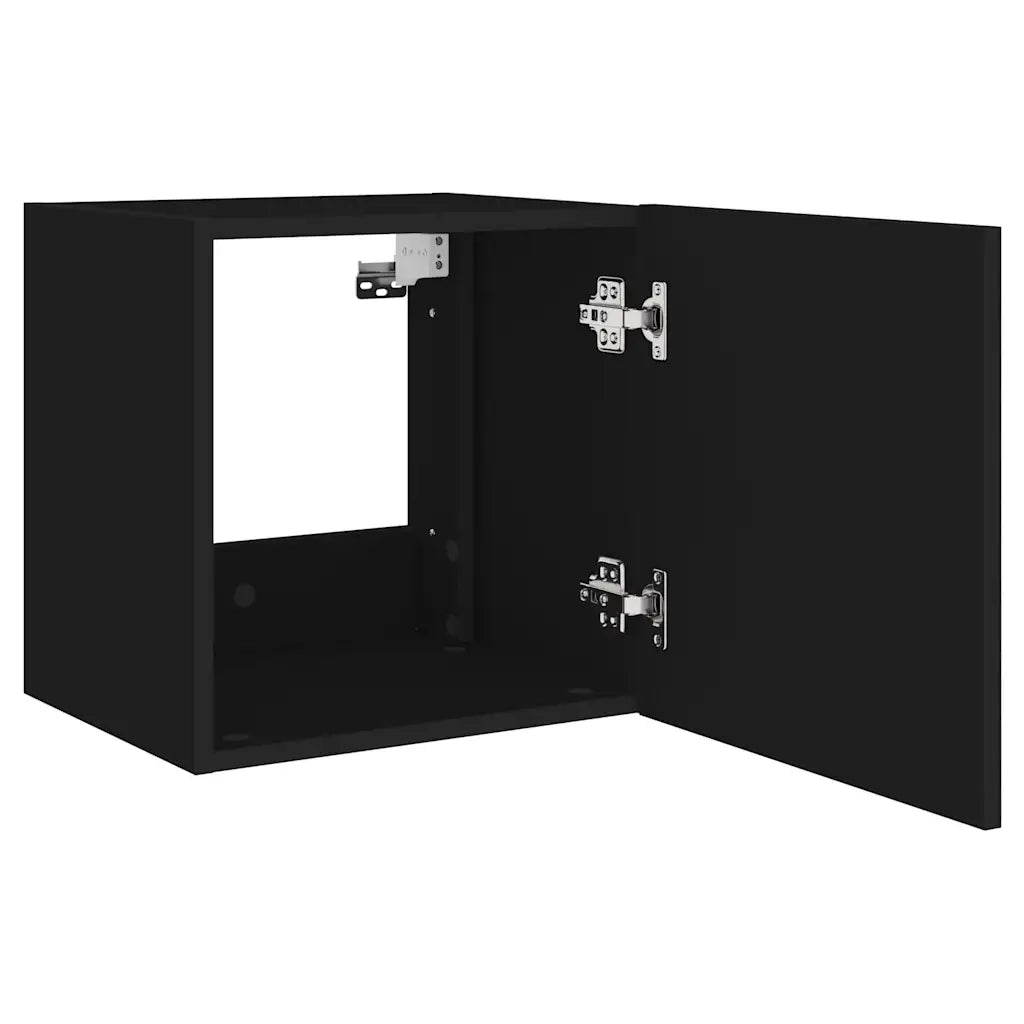 Mobile TV a Parete con Luci LED-Mobile TV a Muro Nero 40,5x35x40 cm