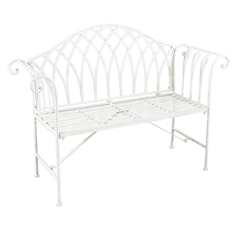 PANCA ANNETTE IN ACCIAIO VERNICIATO A POLVERE BIANCO ANTICO 128 X 40 X H93 CM