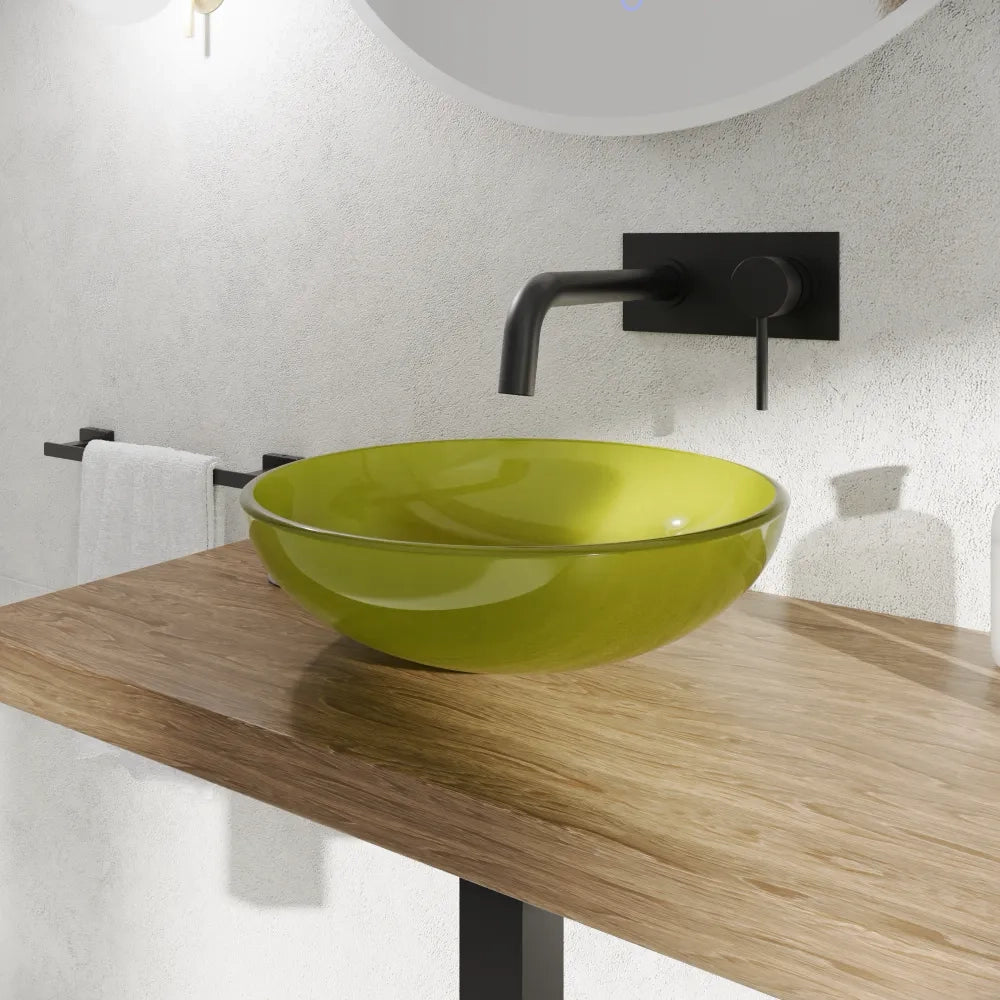 Lavabo da appoggio in vetro trasparente 39,5x39,5x14 cm color verde | Aurea