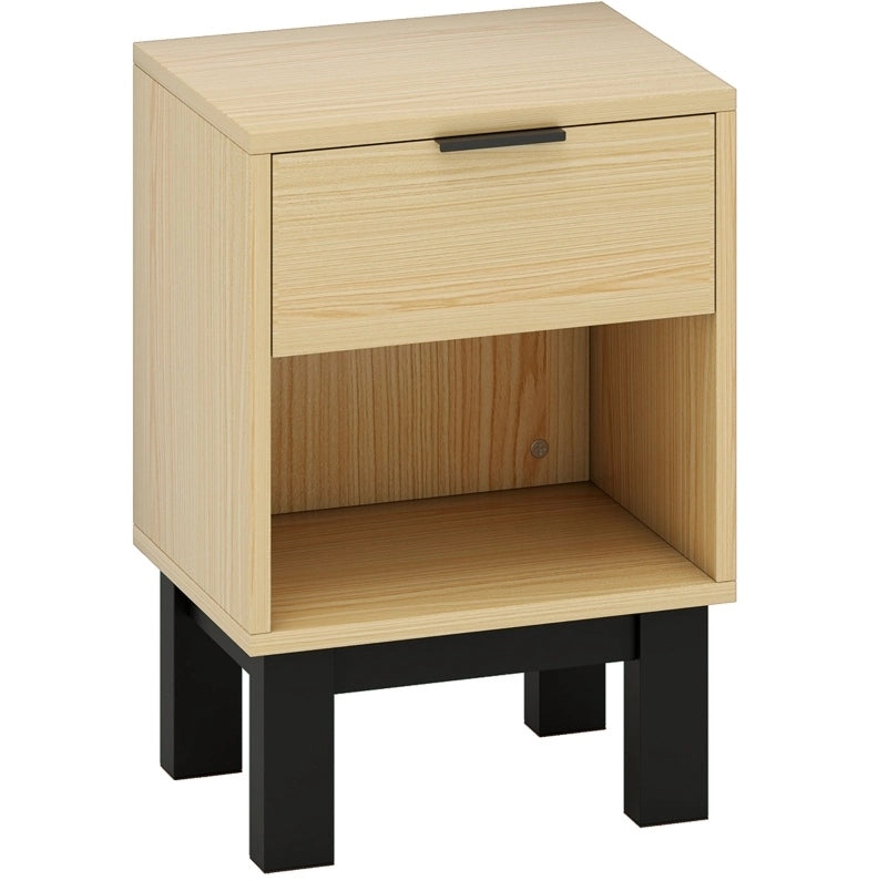 Comodino 35 x 26 x 50 cm in pannello truciolare rovere con cassetto e vano