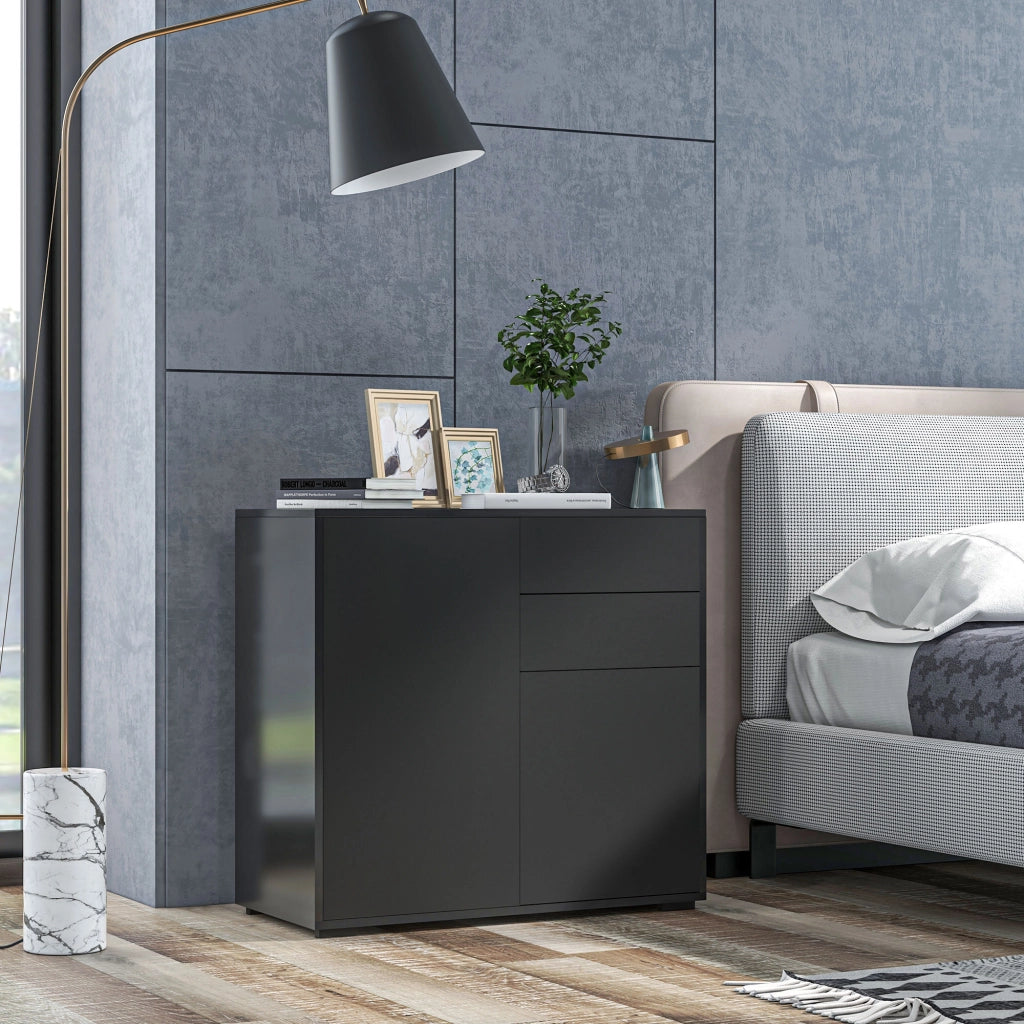 Armadio con 2 ante e 2 cassetti ¨C Minimal ¨C Nero 79x36x74