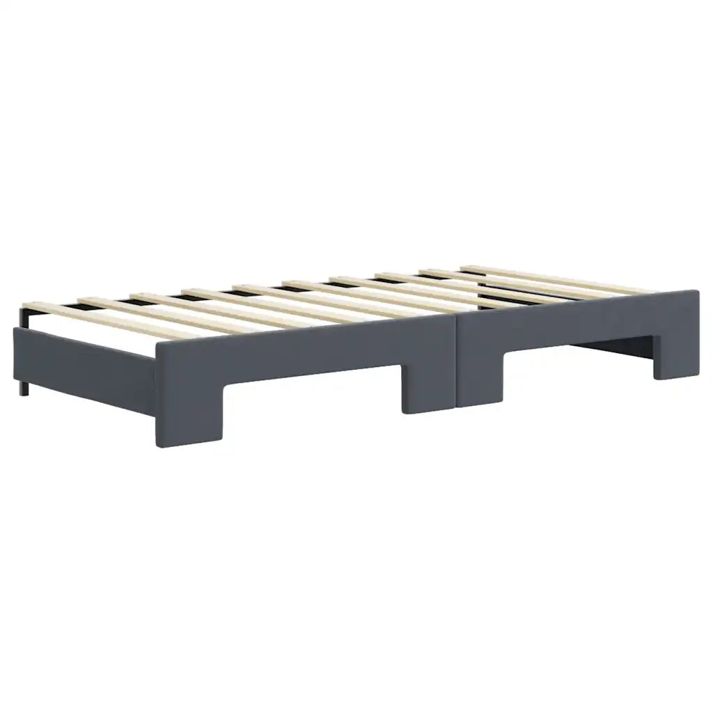 Divano Letto Estraibile Cassetti Grigio Scuro 90x190cm Velluto 3196753