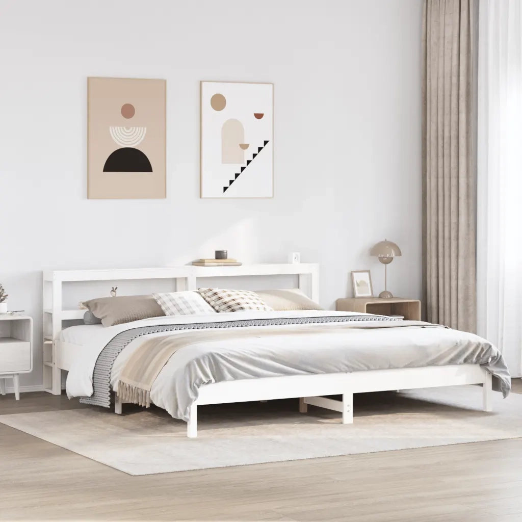 Letto senza Materasso-Struttura Letto Bianco 180x200 cm Legno Massello di Pino 591316
