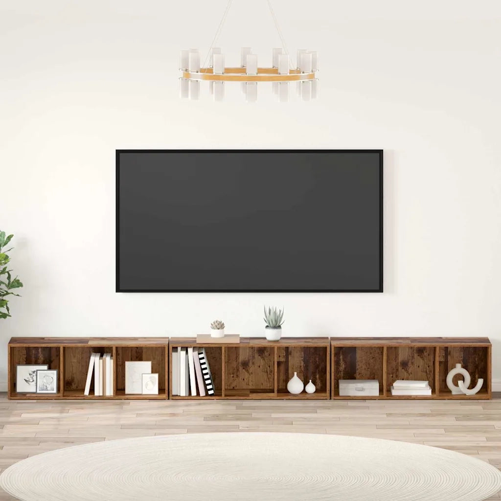 Set mobile TV 3 pz | Armadietto TV | Mobile Porta TV Legno vecchio 37 x 35 x 107 cm