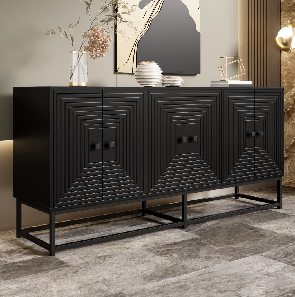 Credenza nera opaca con 3 vani a doppia anta