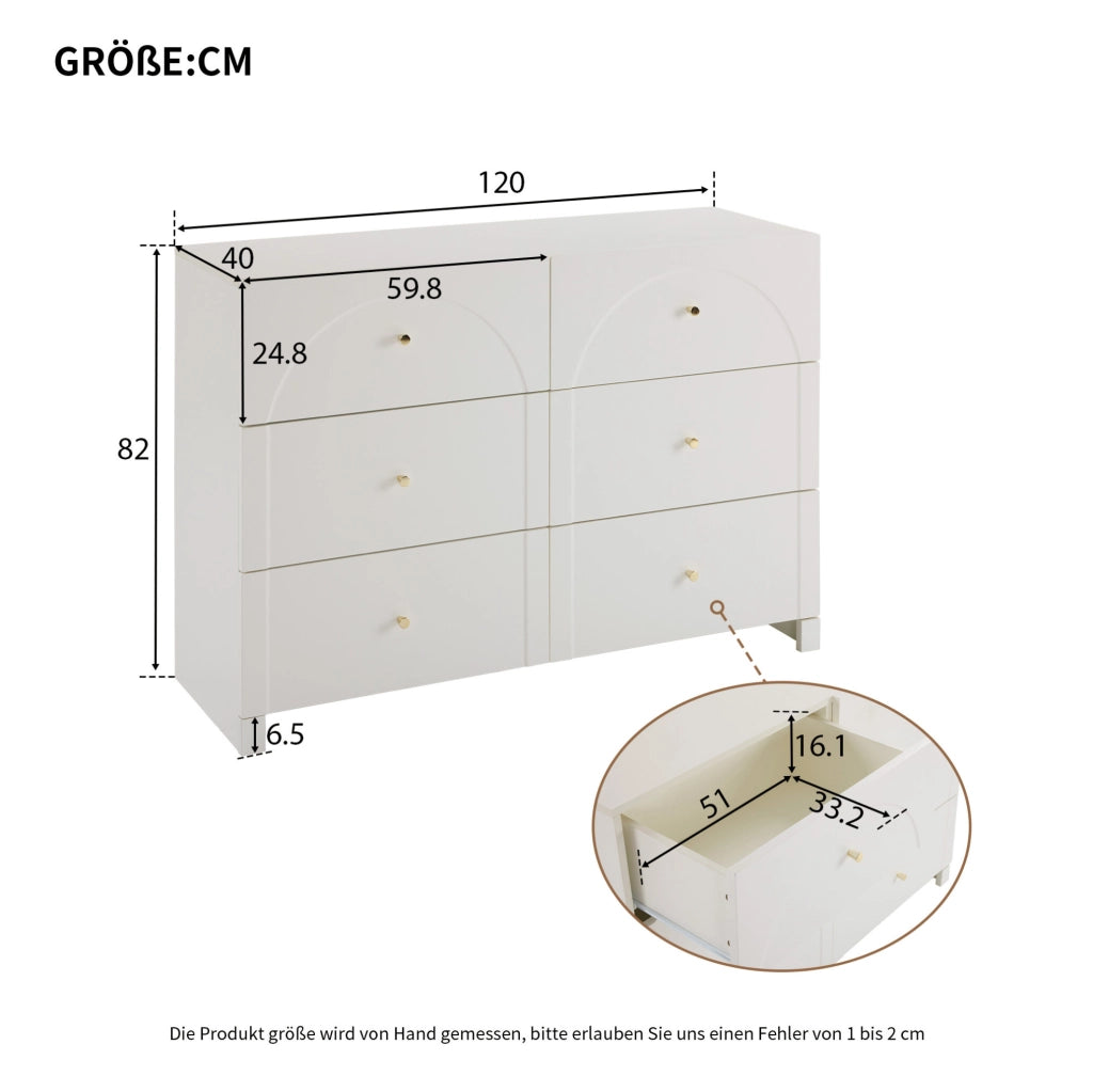 Credenza con 6 cassetti in stile romantico