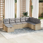 Set Divano da Giardino 8 pcs Beige e Grigio Chiaro polyrattan