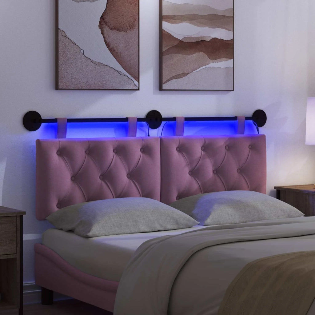 Testiera | Testata sospesa Con luce LED Rosa Tessuto