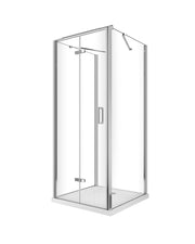 Box cabina doccia a 3 lati con apertura a libro pieghevole a pacchetto H.190 cromo trasparente anticalcare misure  77,5-80 fisse + Porta 78,8-80,8