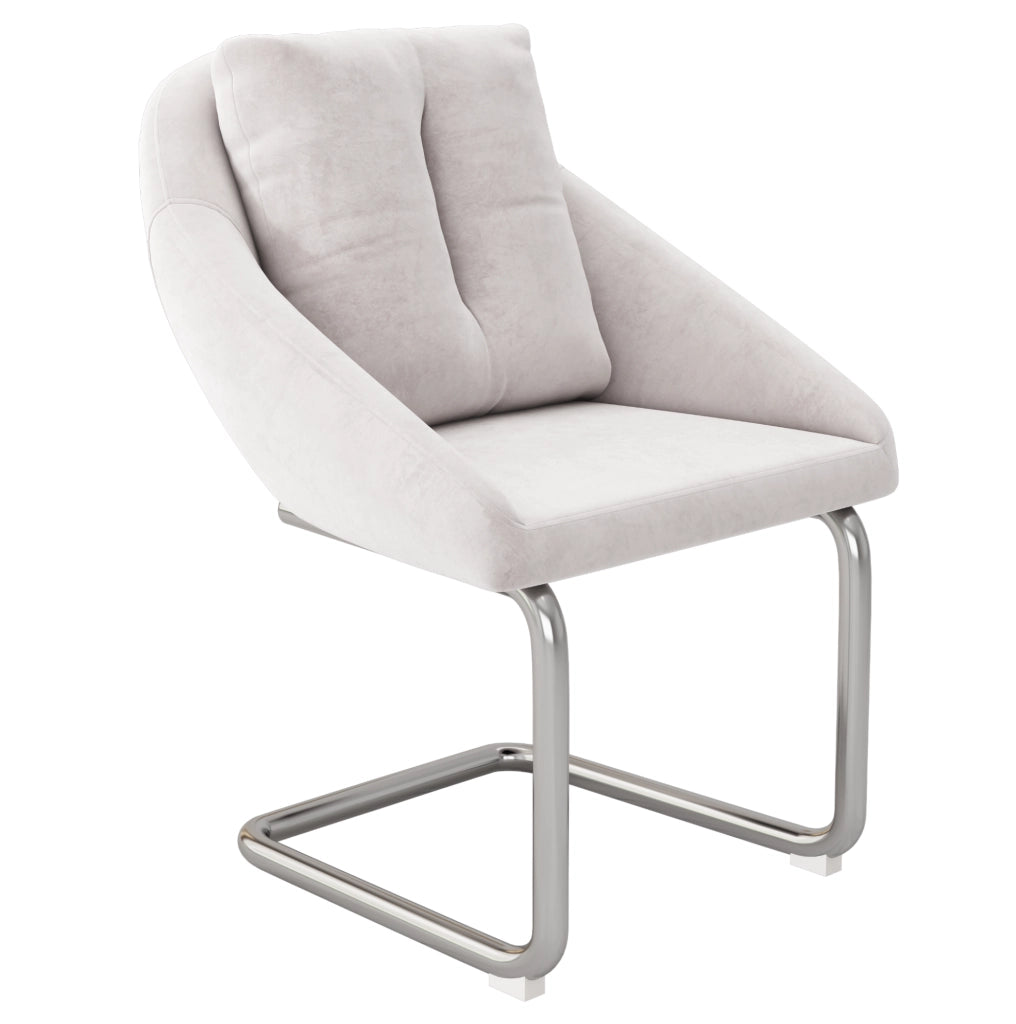 Set di 6 sedie ergonomiche in velluto beige con struttura in metallo