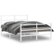 Letto matrimoniale | Letto per adulti | Giroletto con Testiera e Pediera Metallo Bianco 140x200 cm