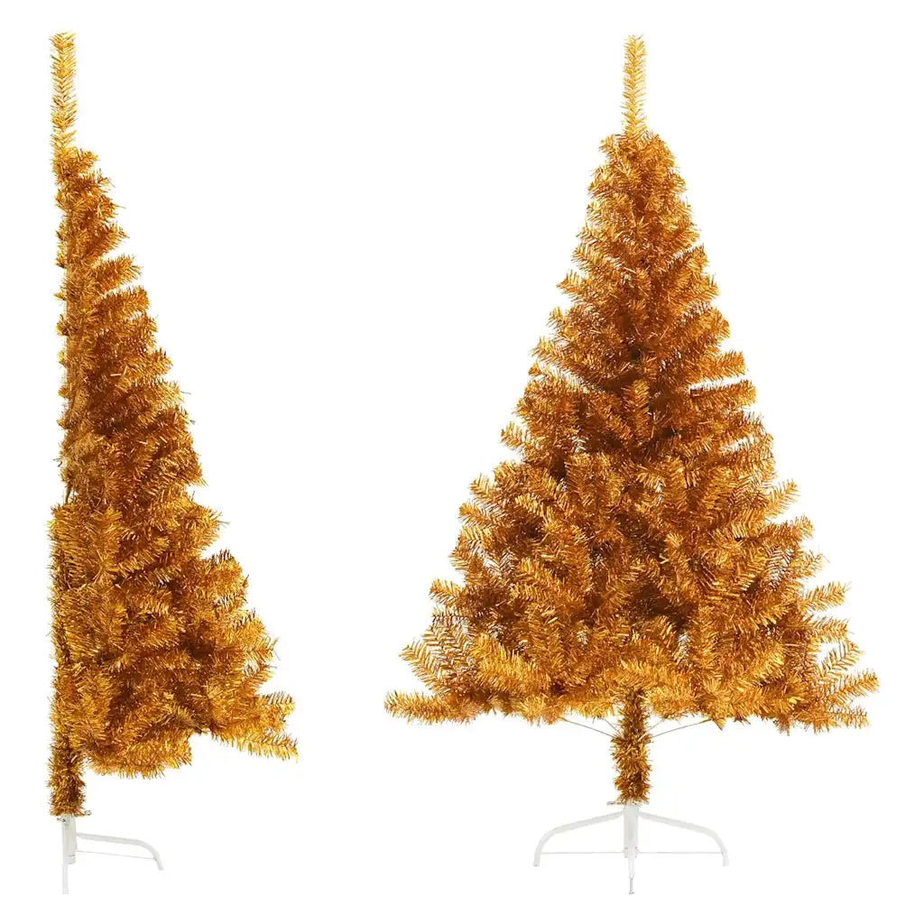 Albero di Natale Artificiale a Metà con Supporto Oro 180 cm PET 344692