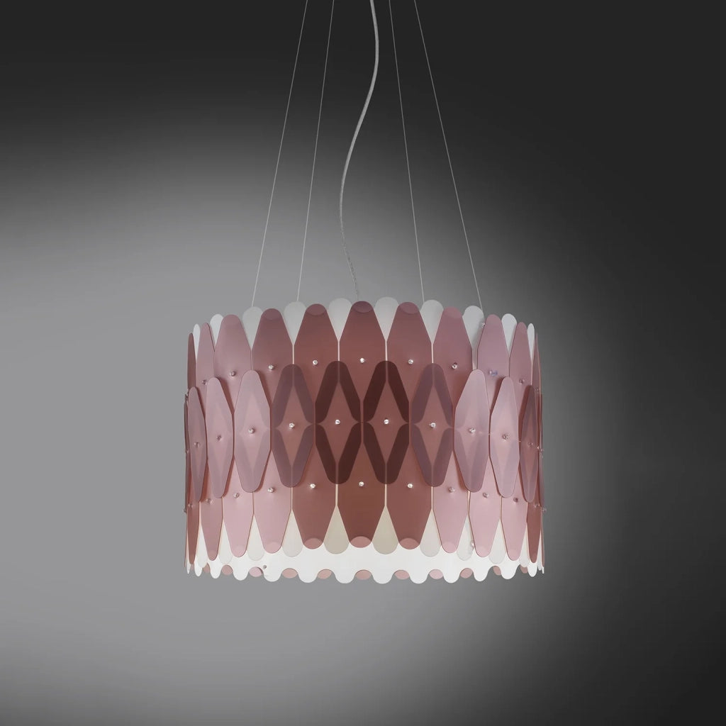 Sospensione Moderna Amanda Polilux ® Pink Metal E Metallo Cromo 1 Luce E27 D50Cm