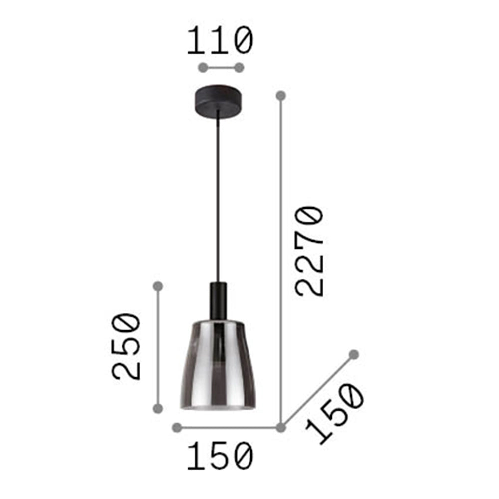 Sospensione Moderna Coco-2 Metallo Fumè Led 7W 3000K Luce Calda