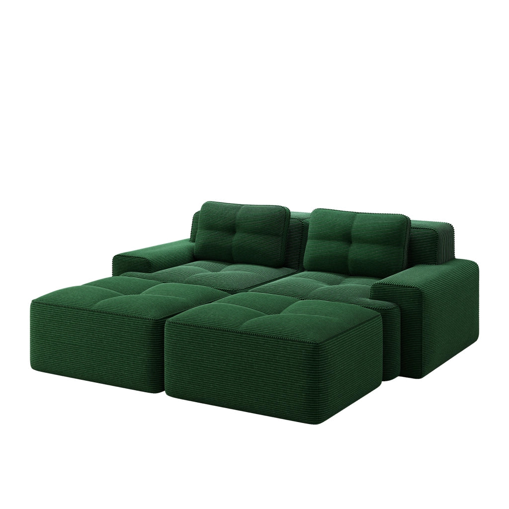 Divano modulare a U - Zephmum - 2 posti verde velluto a coste