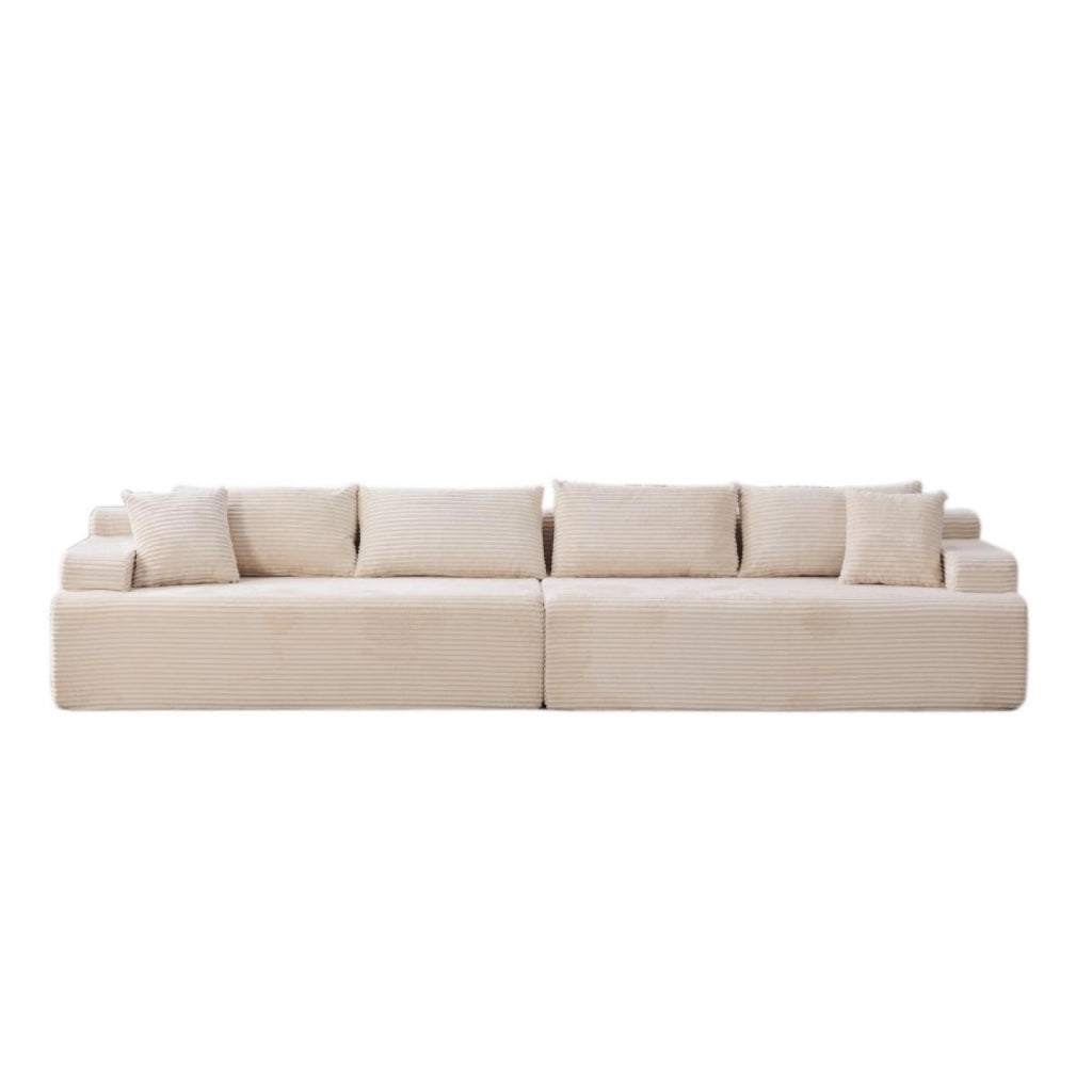 Divano modulare, divano compatto, tessuto chenille, schiuma ad alta elasticità 30D, base antiscivolo, 6 posti, bianco avorio