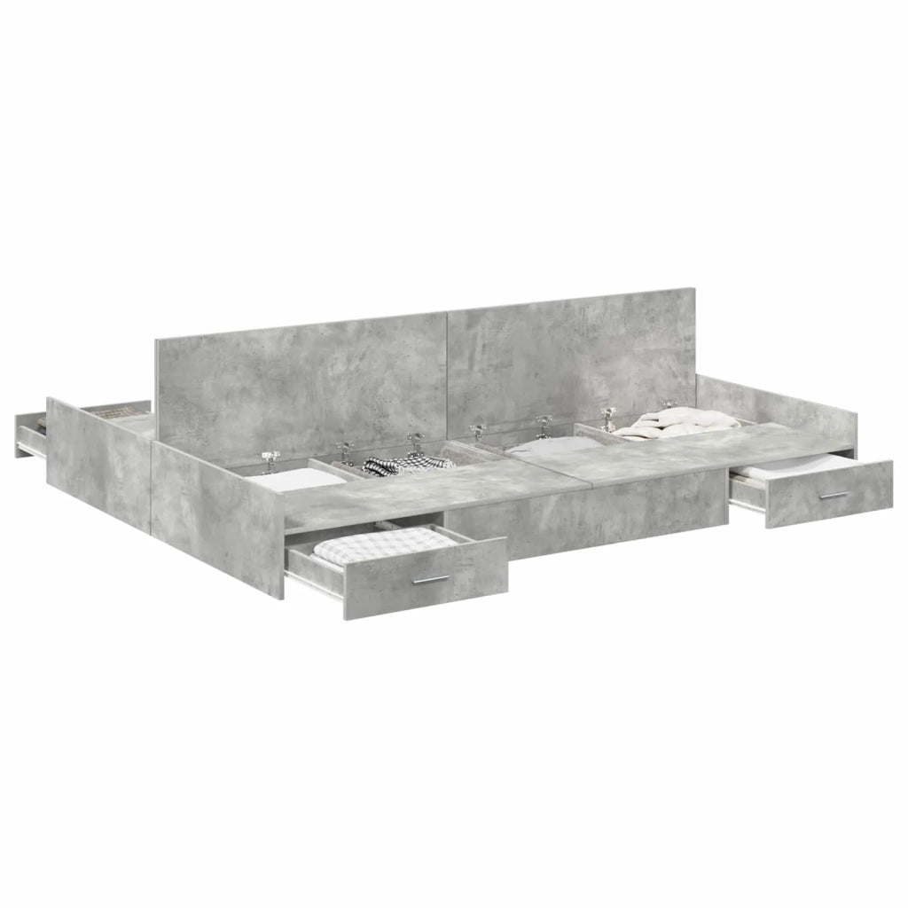 Struttura letto con contenitore Grigio cemento 135 x 190 cm 3335320