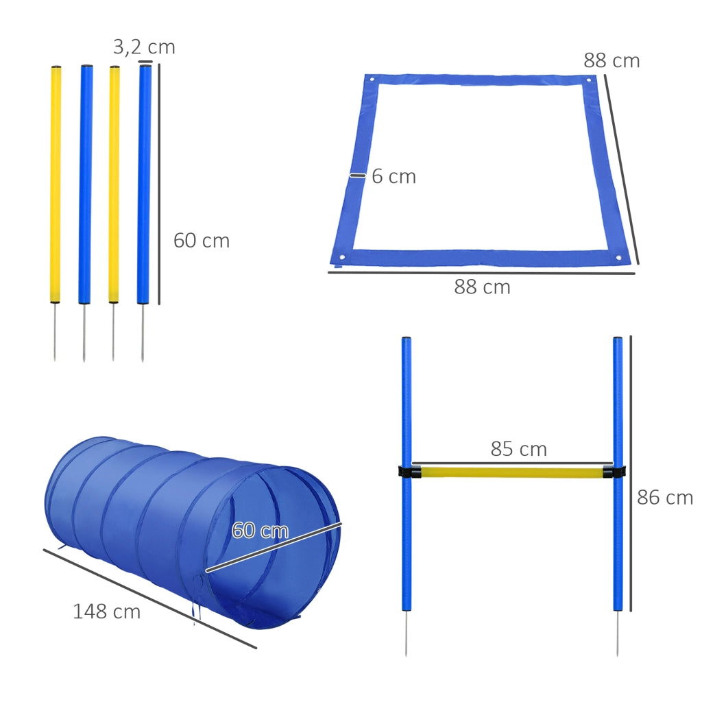 Set Agility per Cani con Tunnel e Stacchi ¨C Zephmum ¨C Blu