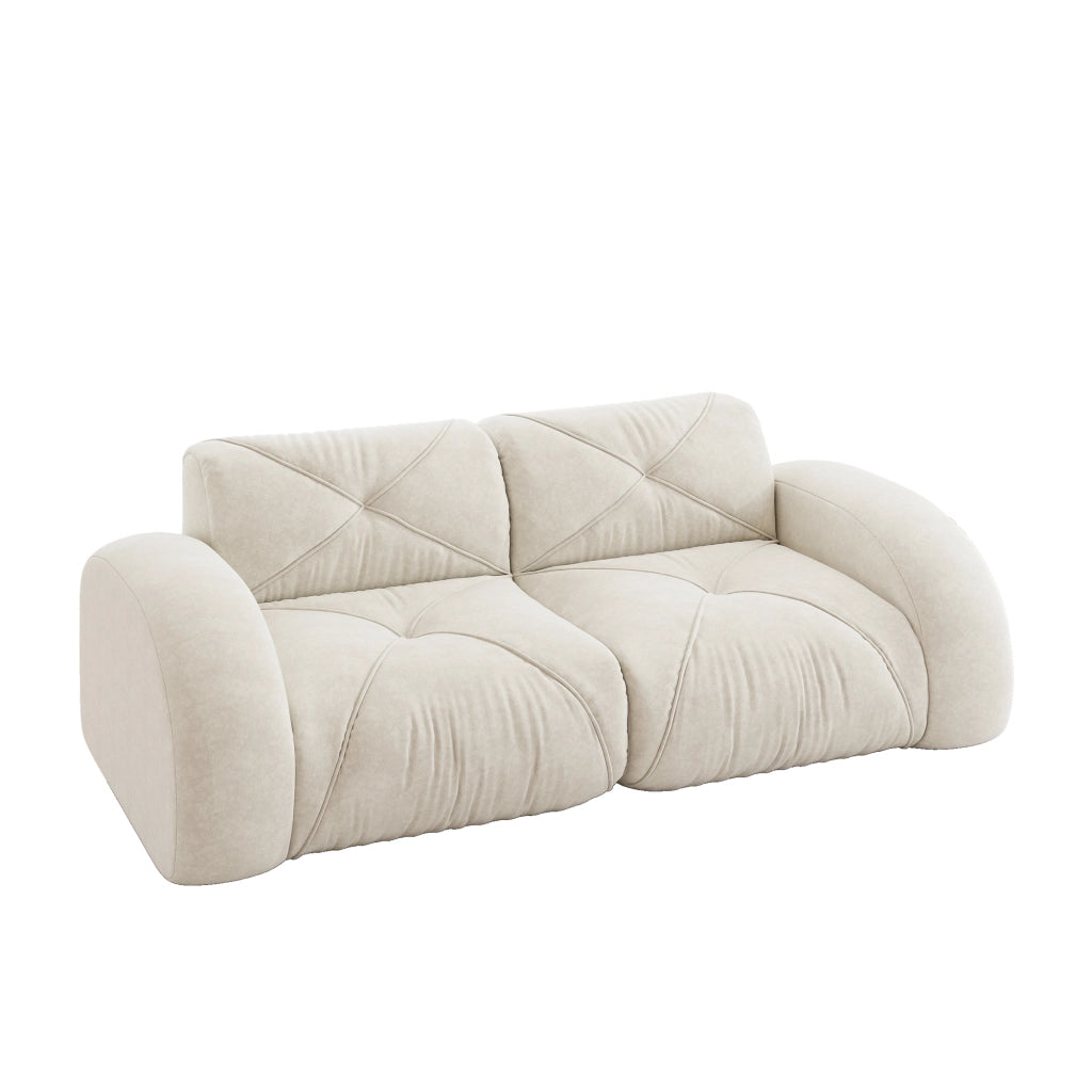 Divano modulare 2 sedili 204x95x76 cm; divano senza struttura rigida con schiuma ad alta densità 32D; ciniglia; beige