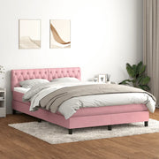 Giroletto a Molle con Materasso Rosa 160x210 cm in Velluto 3316508