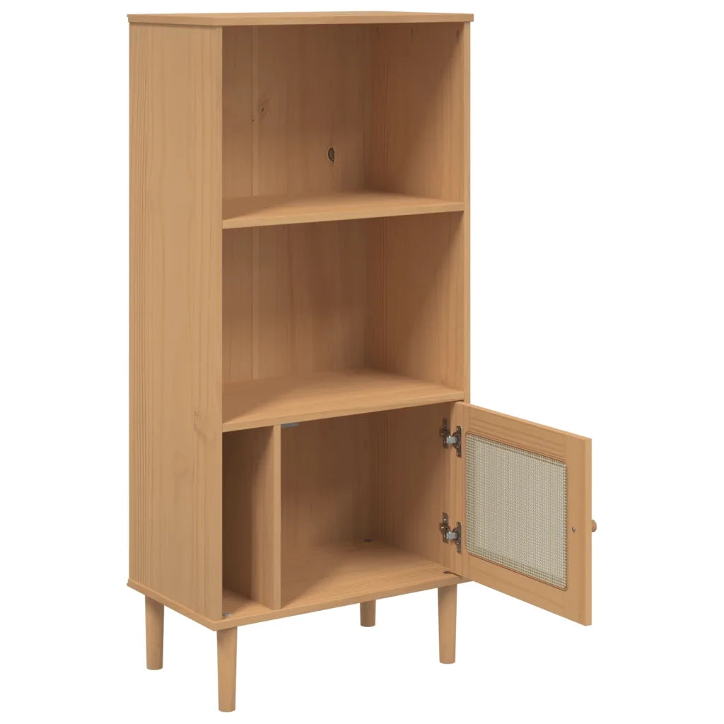 Credenza | Madia | Buffet da pranzo | Armadio da pranzo SENJA Aspetto Rattan Marrone 60x35x130 cm Legno Pino