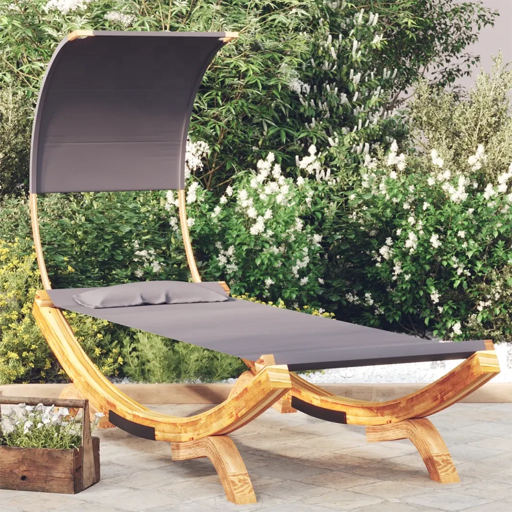 Lettino con Tettuccio 100x200x126 cm in Legno Curvato Antracite CFW5557793