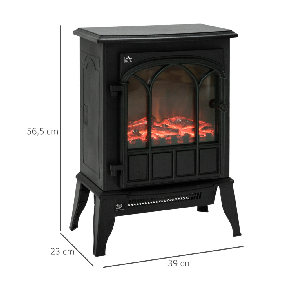 Caminetto elettrico ULEVR 2000 W con fiamma LED, 2 livelli di potenza 1000/2000 W, nero