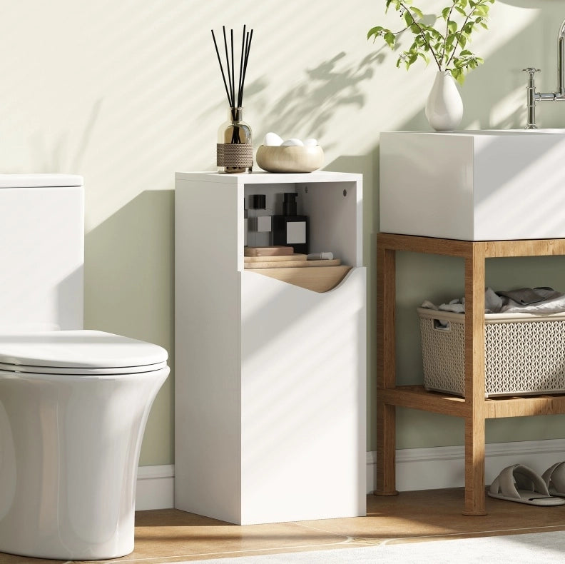 Mobile bagno salvaspazio bianco con ripiani regolabili e anta soft-close – 30 × 30 × 71,5 cm