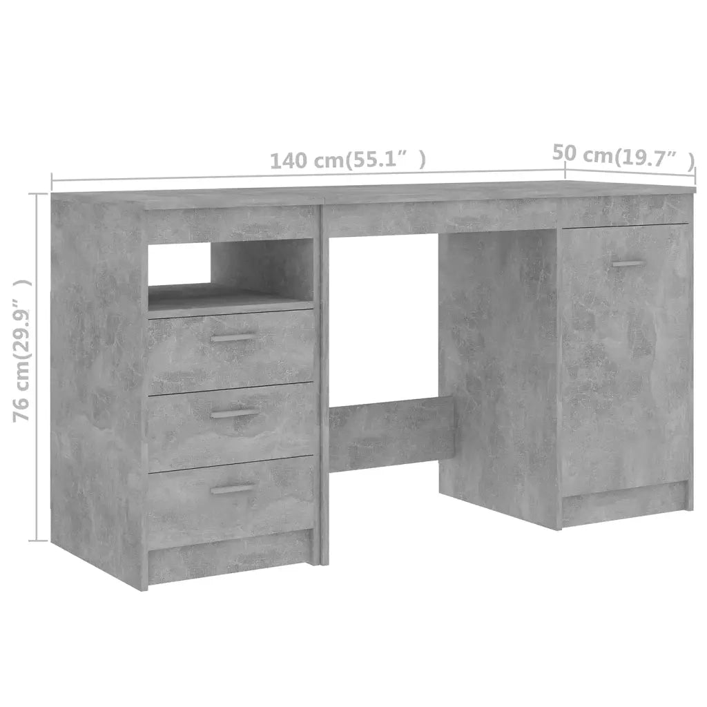 Scrivania Grigio Cemento 140x50x76 cm in Truciolato 3054784