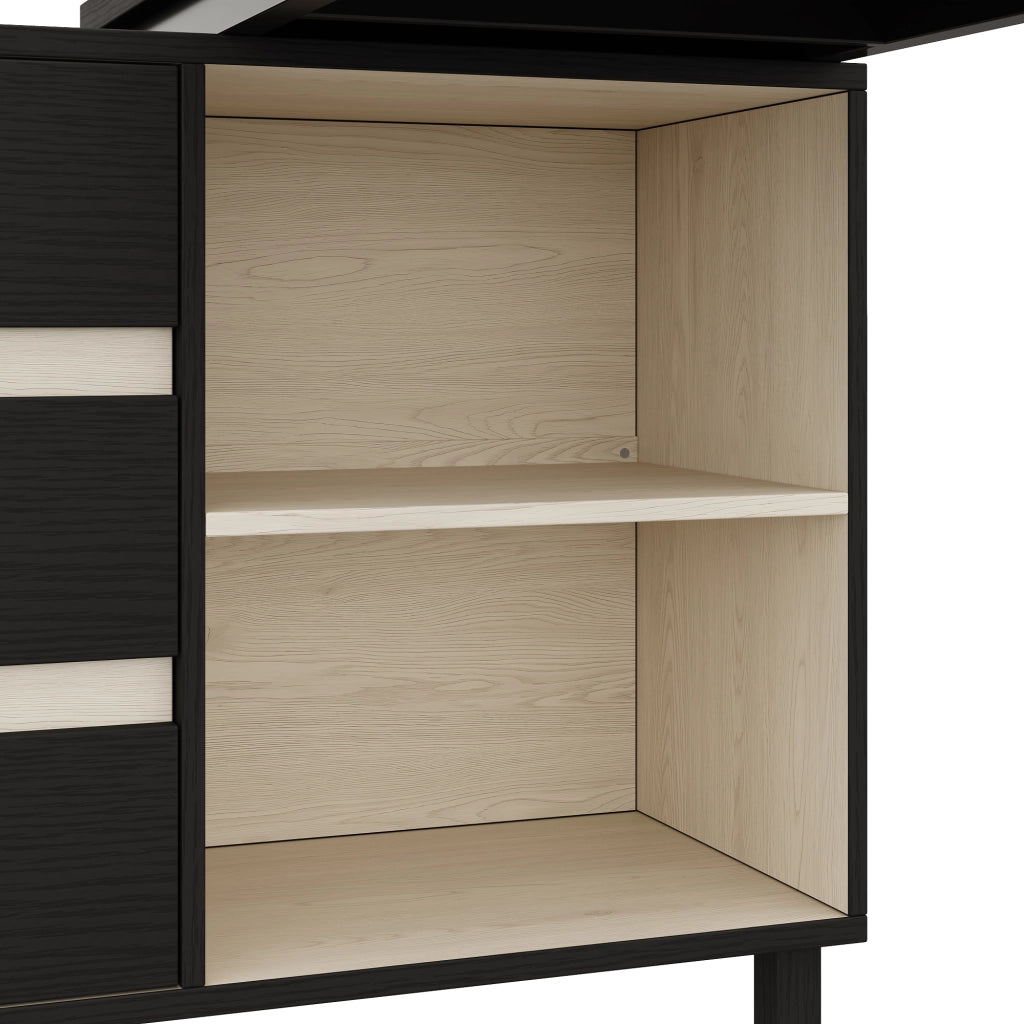 Scrivania ad angolo con 3 cassetti e 2 vani aperti - per studio - in MDF e metallo - 150×100×76 cm - nero