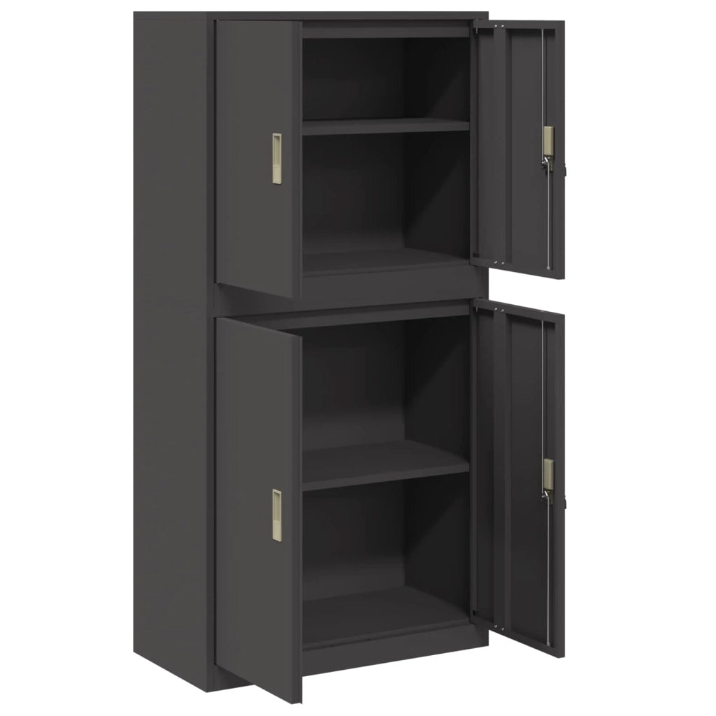 Armadio 2 pz Nero 80 x 40 x 160 cm Acciaio Bloccabile 3438729